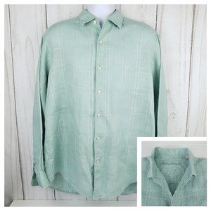 Tommy Bahama Men's 100% Linen Button Up Check